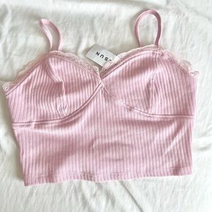 COPY - NWT light Pink Lacey cropped tank
